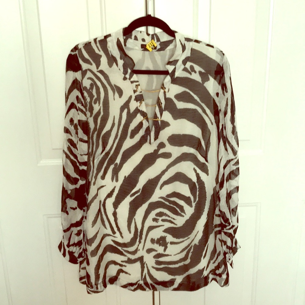 Escada silk zebra print top size large